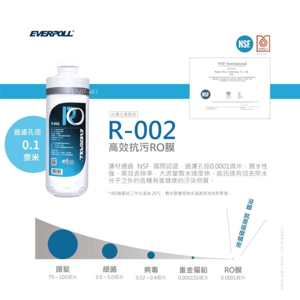 【EVERPOLL】R-002 R002 高效抗污RO膜濾芯 大山淨水-細節圖4