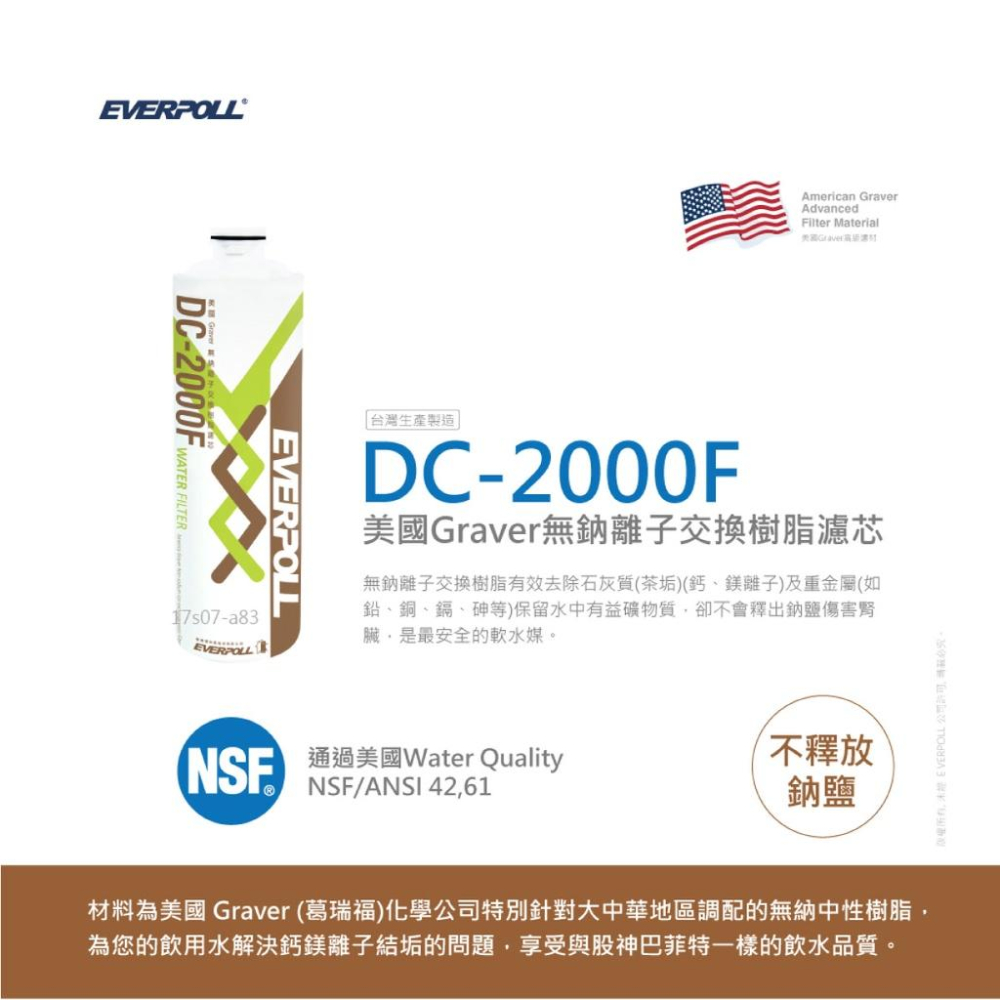 【EVERPOLL】DC-2000F  DC2000 英國無鈉離子交換樹脂 濾心 適用 DCP-3000 DCP3000-細節圖4