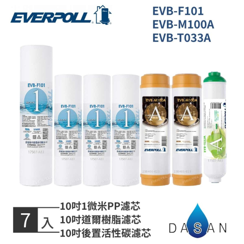 【EVERPOLL】EVB-F101 M100A T033A 1微米PP 1MPP 樹脂 小T33 後置 濾芯 7入