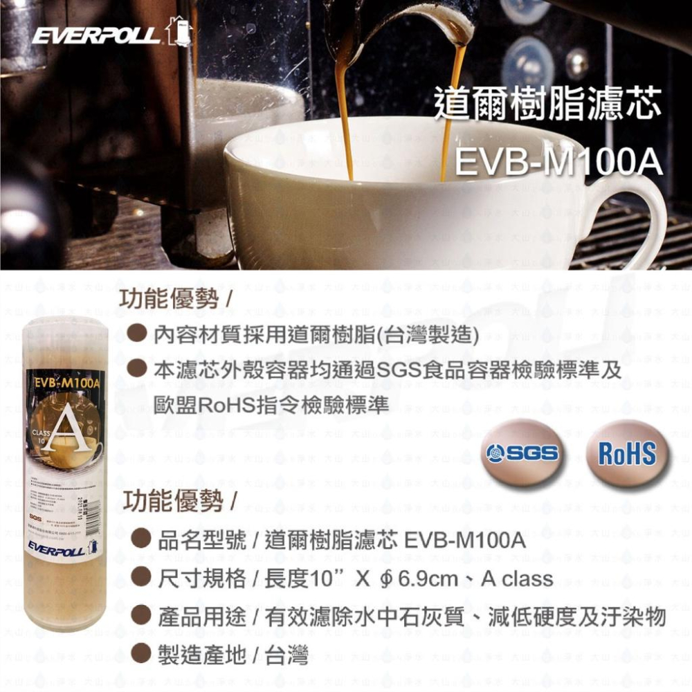 【EVERPOLL】EVB-M100A M100A 10吋 標準型 美國道爾樹脂 濾芯 大山淨水-細節圖3