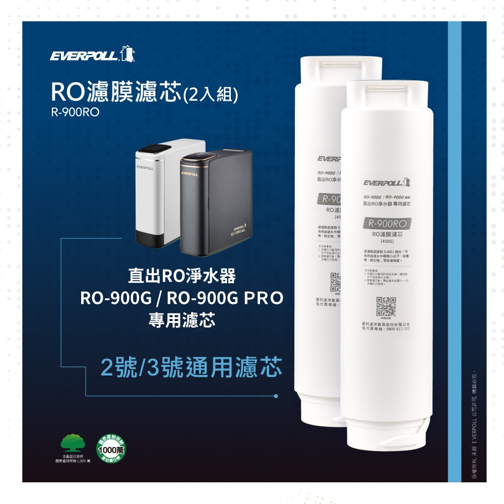 【愛科 EVERPOLL】R-900RO RO濾膜濾芯(2入組) 900 RO膜 濾心 900RO RO 逆滲透膜-細節圖2