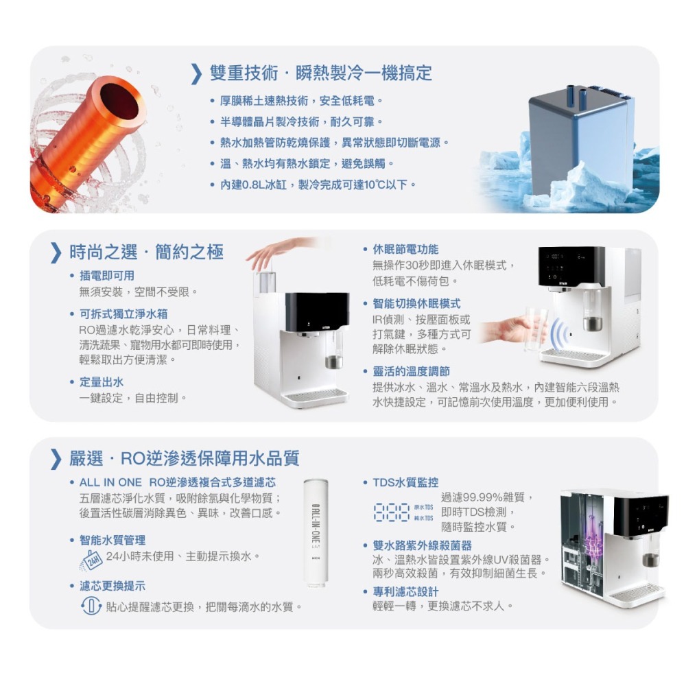 【賀眾牌】UR-3602AW-1 跨世代輕盈氣泡飲水機 3602 氣泡水機 冰溫熱 瞬熱型 飲水機 桌上型 大山淨水-細節圖3