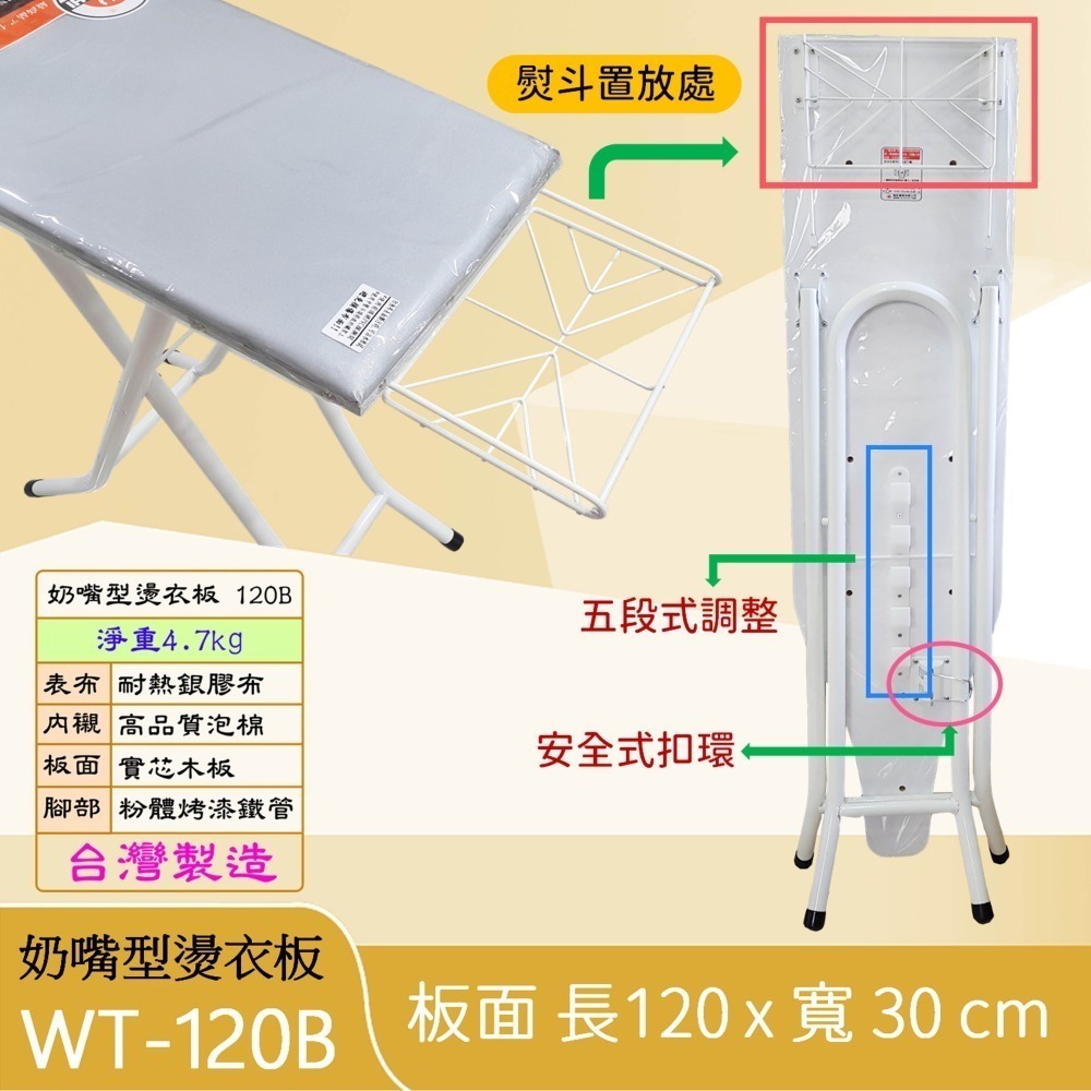 奶嘴型燙衣板 防熱布(防熱效果) 燙馬 可整燙袖口及小地方 大型 WT-120B-細節圖3