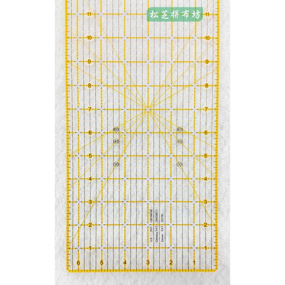 縫份尺 定規尺 6.5＇＇X24＇＇ 英吋 【透明 黃】【螢光】KS-6524  LS-6524-細節圖3