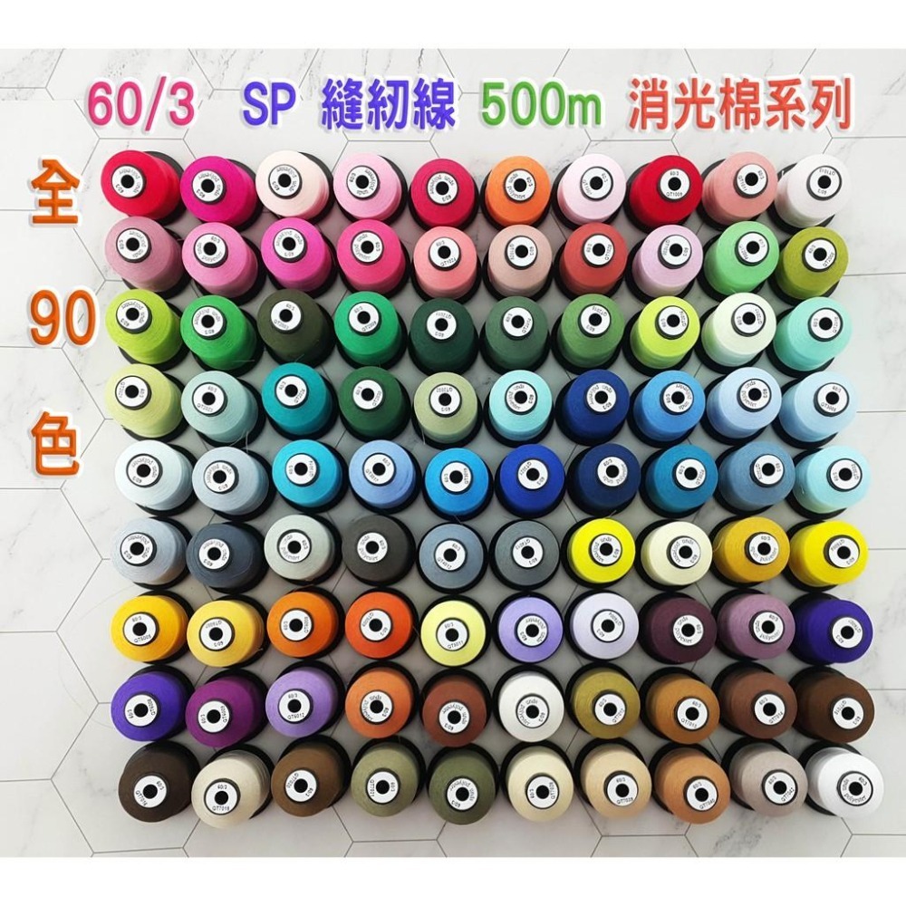 【松芝拼布坊】60/3股 短纖 消光棉 縫紉線 500M SP線 車縫線 車線 可用於縫紉機 搭配使用線架【全套組合】-細節圖2