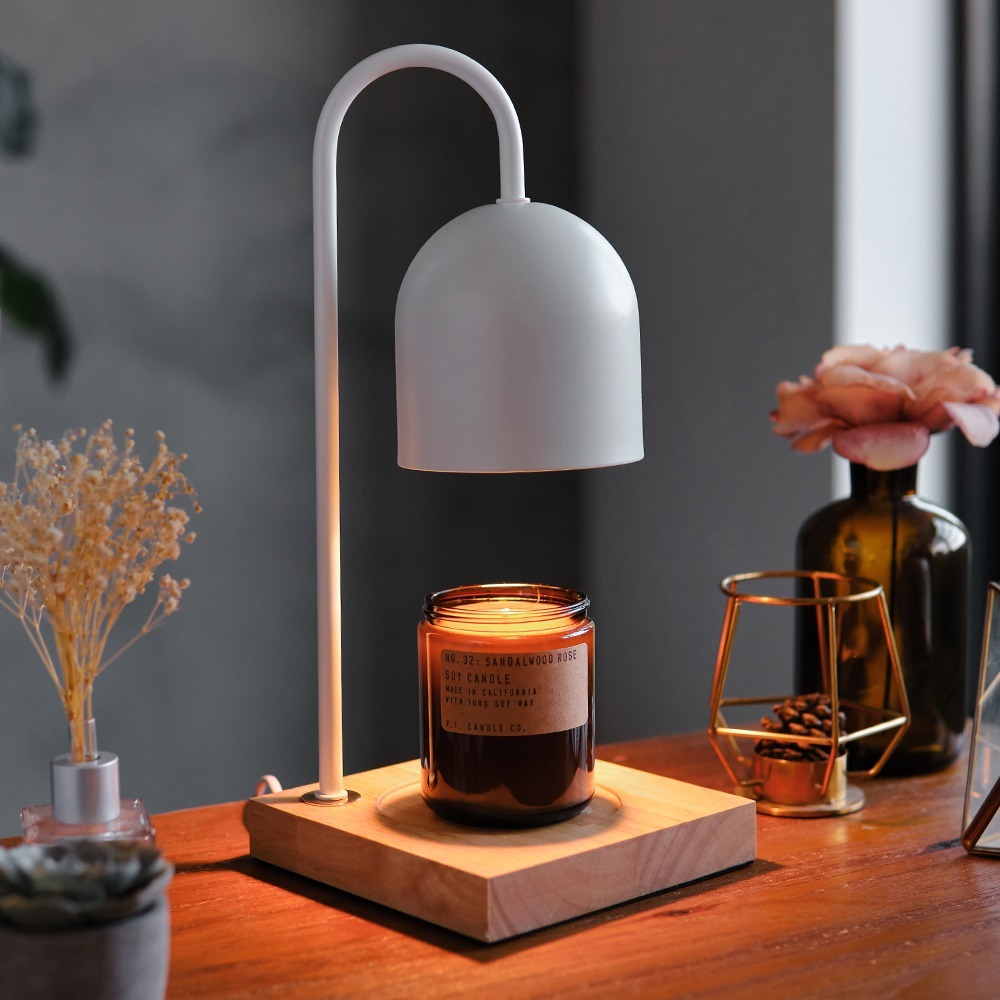 ⚡限時下殺⚡極簡原木融燭燈 蠟燭燈 香氛蠟燭暖燈-白鈴鐺款 (可調光)-細節圖2