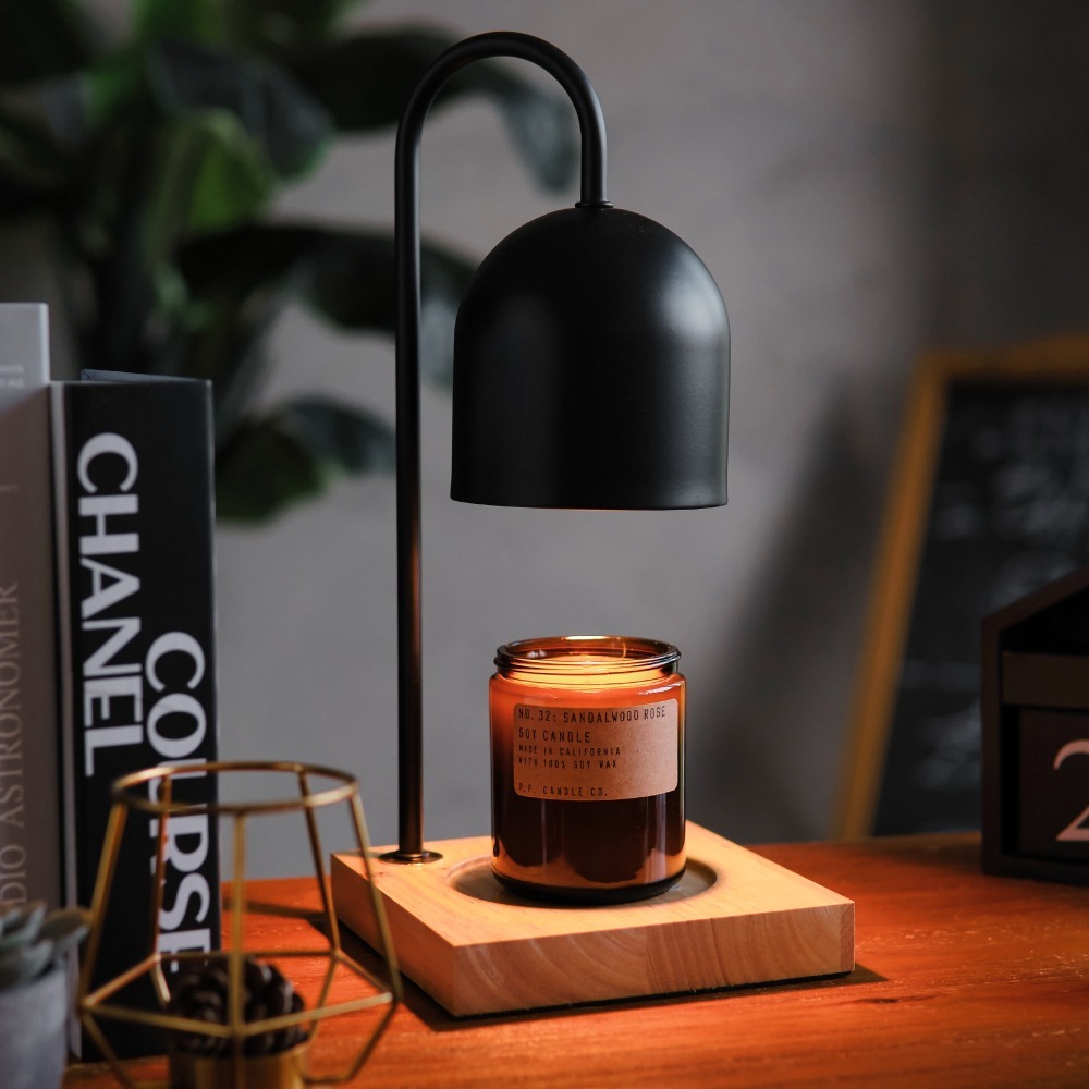 ⚡限時下殺⚡極簡原木融燭燈 蠟燭燈 香氛蠟燭暖燈-黑鈴鐺款 (可調光)-細節圖2
