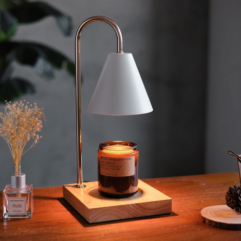 ⚡現時下殺⚡原木融燭燈 蠟燭燈 香氛蠟燭暖燈 蠟燭燈 -可調光 (白色款)+隨機手工香氛蠟燭7oz-細節圖2