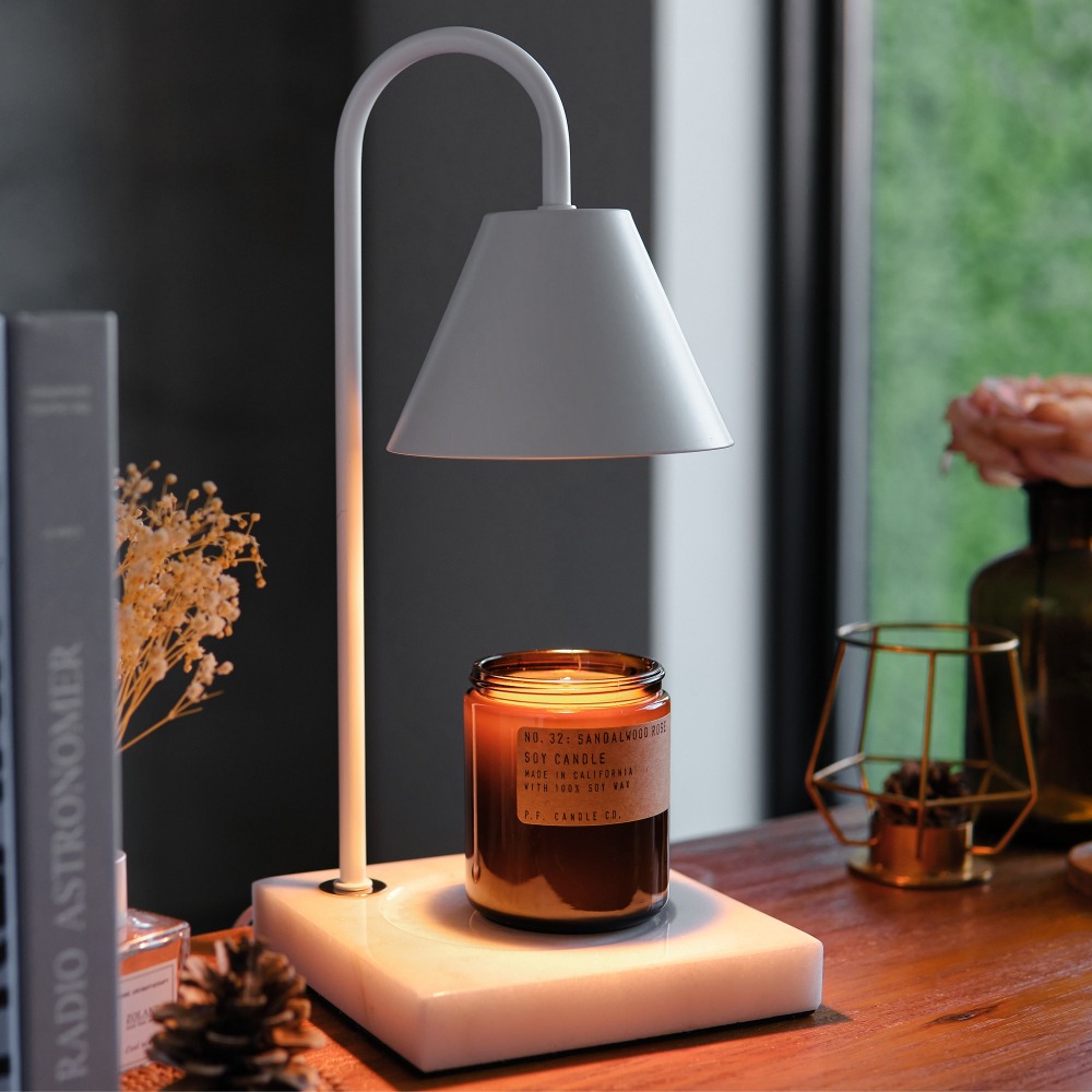 ⚡限時下殺⚡北歐極白大理石融燭燈 蠟燭燈 香氛蠟燭暖燈 蠟燭燈 -可調光 (白色款)-細節圖2