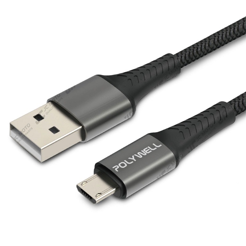 【JC-MOTO】 POLYWELL 充電線 USB-A To Micro-B 公對公 編織充電線 1米 2米 A對B-細節圖2