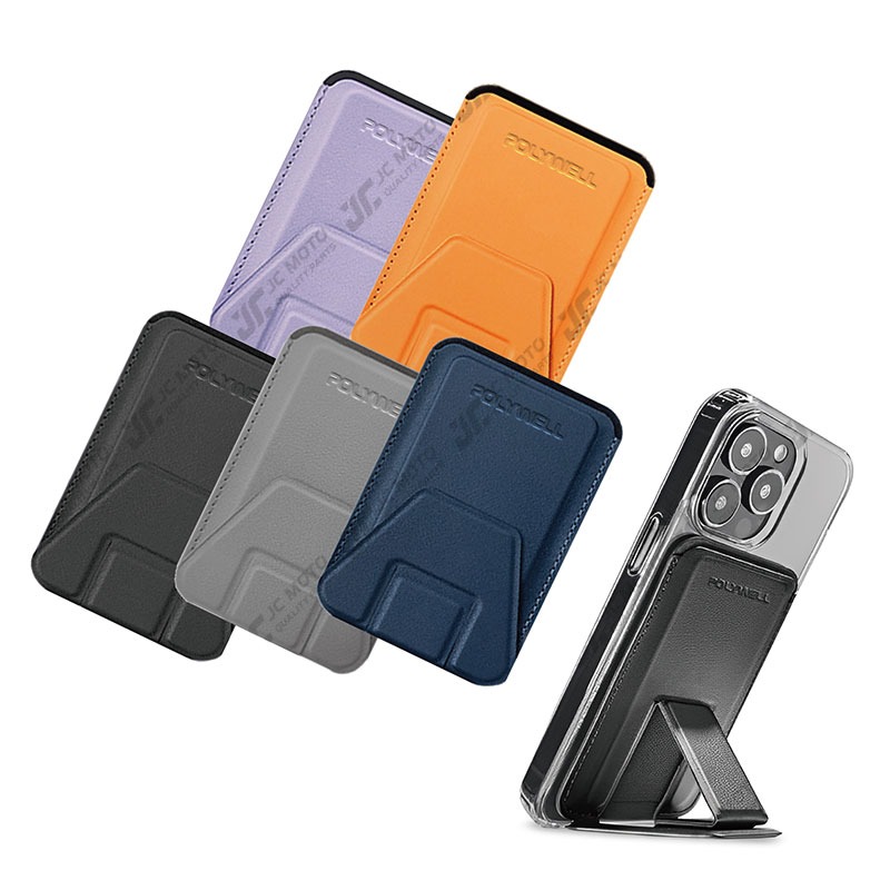 【JC-MOTO】 POLYWELL 磁吸式手機支架 Magsafe 卡夾 卡包 折疊式 皮革質感 適用iPhone-細節圖2