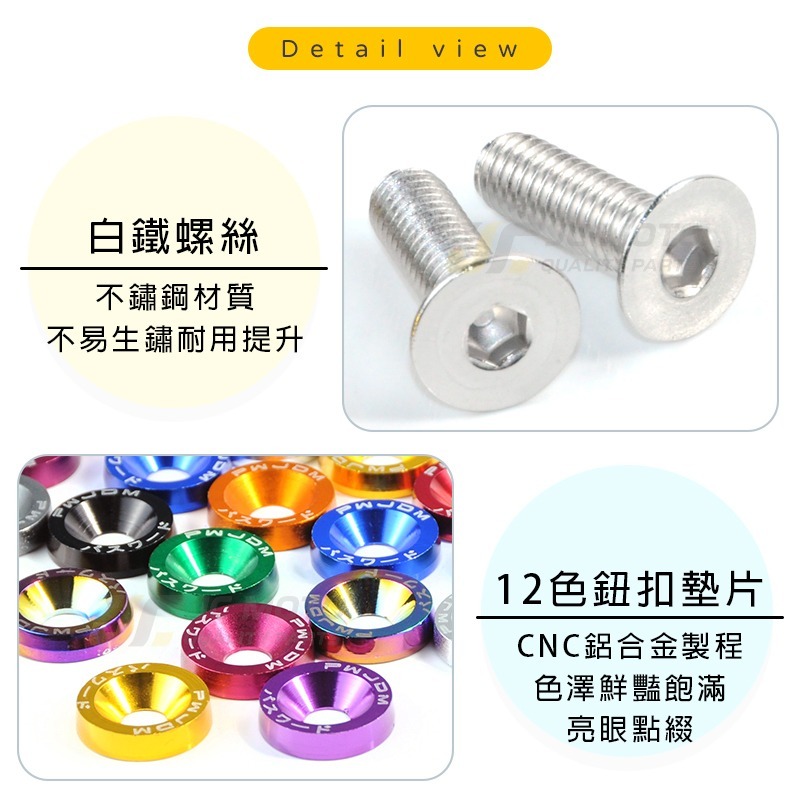 【JC-MOTO】 鈕扣墊片 車牌裝飾 車牌螺絲 白鐵螺絲 機車 白鐵 鍍鈦 墊片 螺絲 1入2組-細節圖4