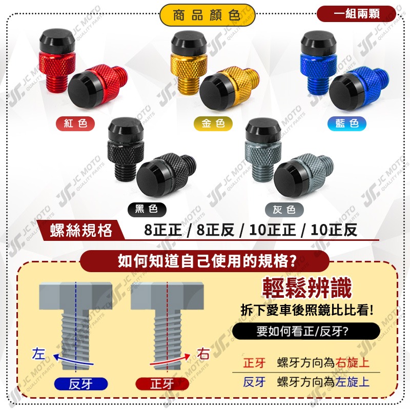 【JC-MOTO】 後照鏡螺絲 螺絲孔塞 鋁合金 M8 M10 反牙 裝飾 機車後照鏡【3106】-細節圖4