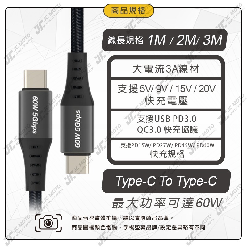 【JC-MOTO】 POLYWELL USB3.1 Type-C 3A 0.5~3米 高速傳輸充電線 5Gbps 60W-細節圖10