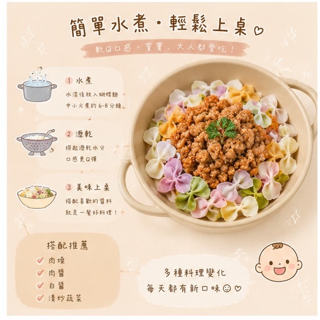 【童食廚坊】彩色蝴蝶麵 寶寶副食品 手指食物 寶寶水餃 彩色小水餃專賣店-細節圖2