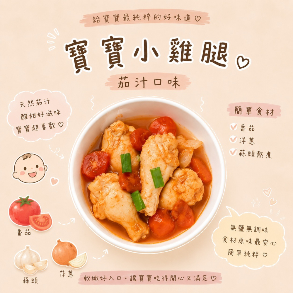 【童食廚坊】寶寶小雞腿（清燉/茄汁兩款口味） 無鹽無添加 寶寶副食品 手指食物 寶寶水餃 彩色小水餃專賣店-細節圖2