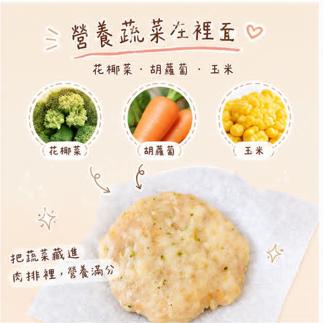【童食廚坊】寶寶時蔬豬肉排 無鹽無添加 吃的到蔬菜 寶寶副食品 手指食物 寶寶水餃 彩色小水餃專賣店-細節圖2