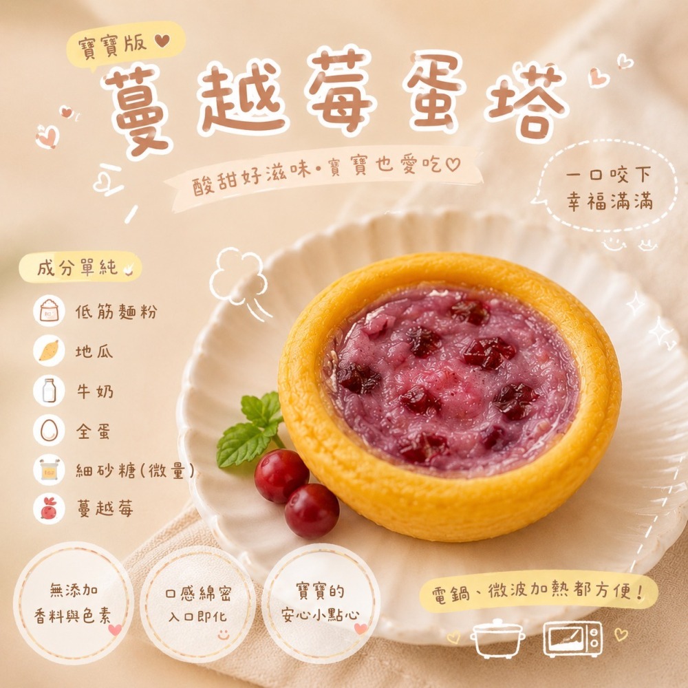 【童食廚坊】寶寶迷你蛋塔 雙口味 無鹽減糖 寶寶副食品 手指食物 寶寶水餃 彩色小水餃專賣店-細節圖2