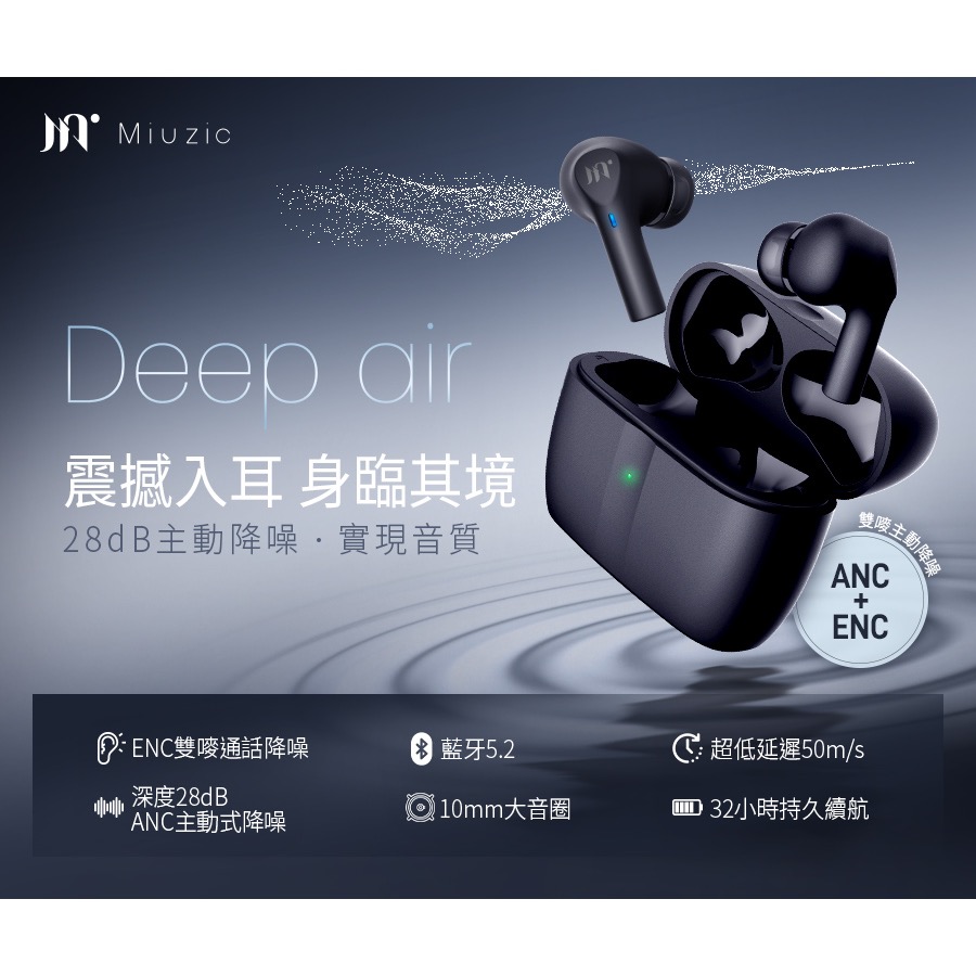 【Miuzic沐音】DeepAir D5 ANC+ENC雙嘜主動降噪真無線藍牙耳機-細節圖2