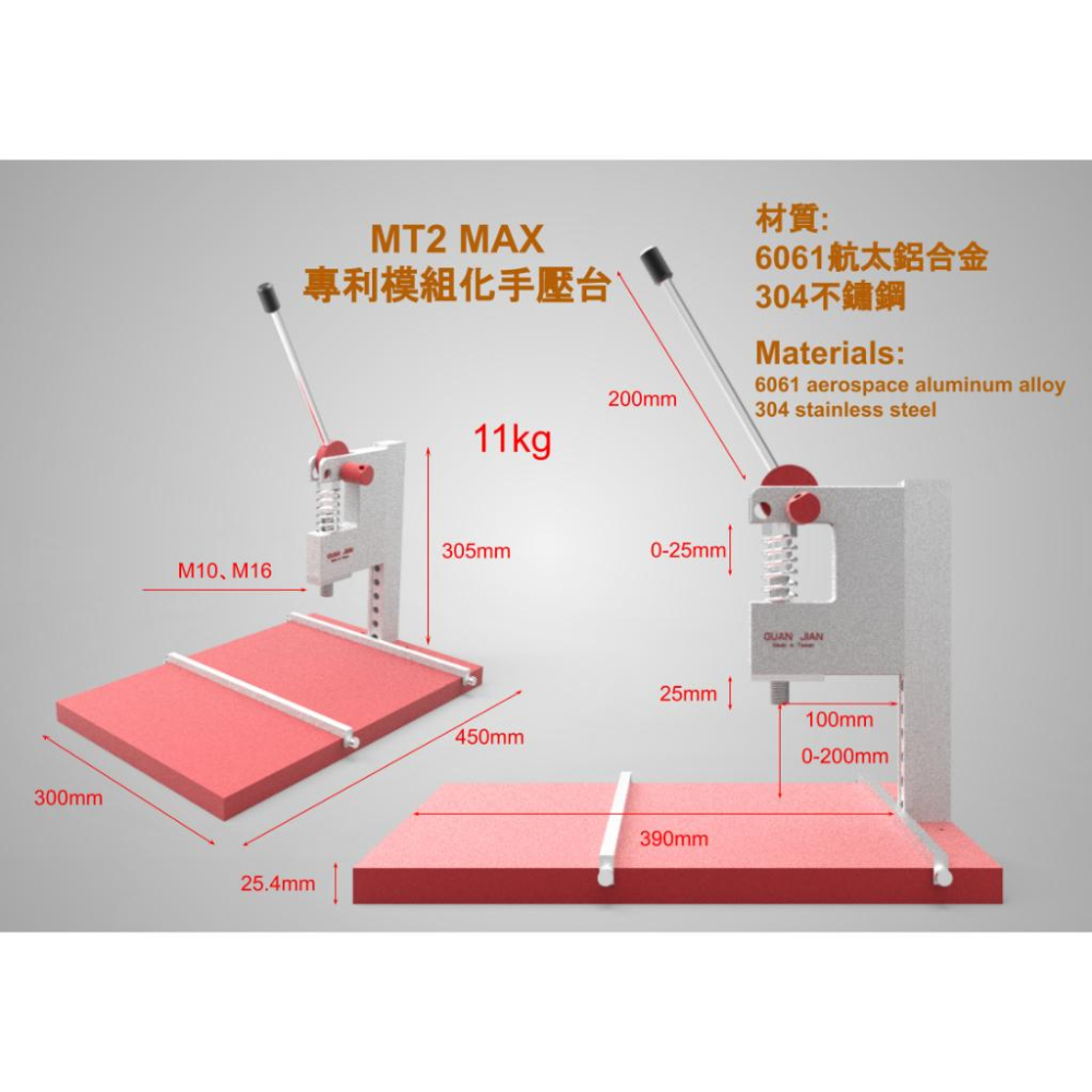 MT2 MAX 專利模組化超級 手壓台 手壓床 手壓機 衝壓機 加壓機 壓力機 手啤機 壓斬機 壓扣機 模切機 沖床-細節圖2