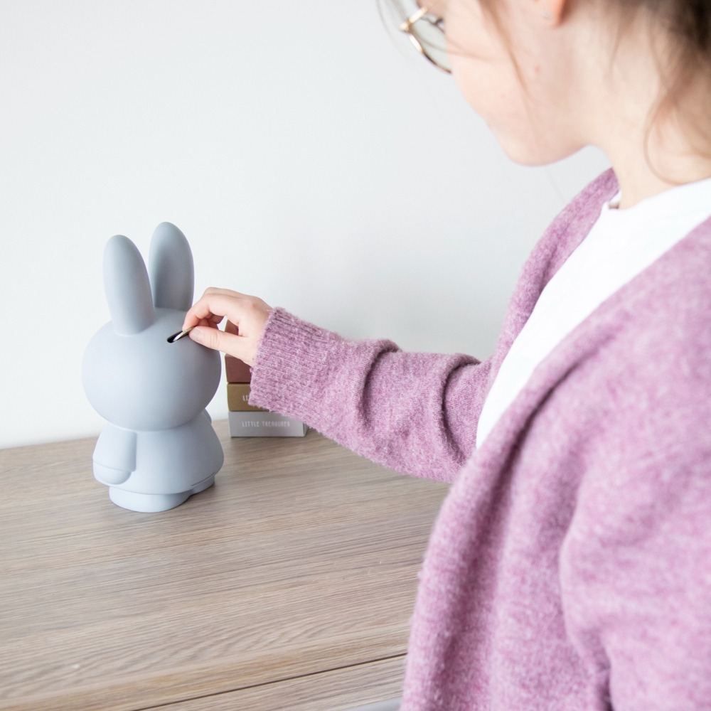 Miffy 米菲兔莫蘭迪色系款公仔存錢筒-小號 灰藍色-細節圖2