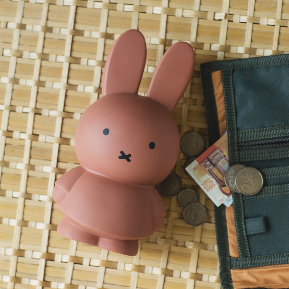 Miffy 米菲兔莫蘭迪色系款公仔存錢筒-中號 紅棕色-細節圖3