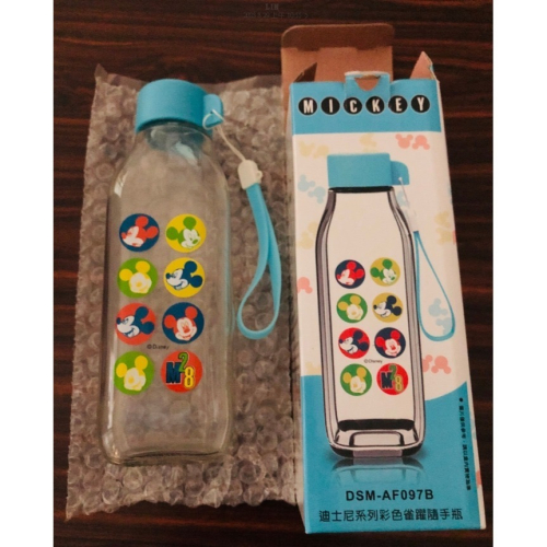 DSM-AF097B 迪士尼系列彩色雀躍隨手瓶(藍) 玻璃瓶 玻璃罐 水壺