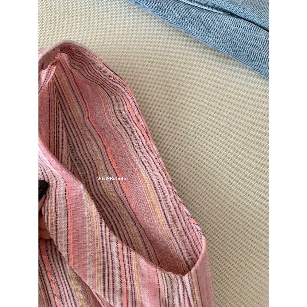 ［KQ］平價區CA006029-粉色輕薄透氣條紋裙無袖通勤百搭設計感連衣裙-細節圖8