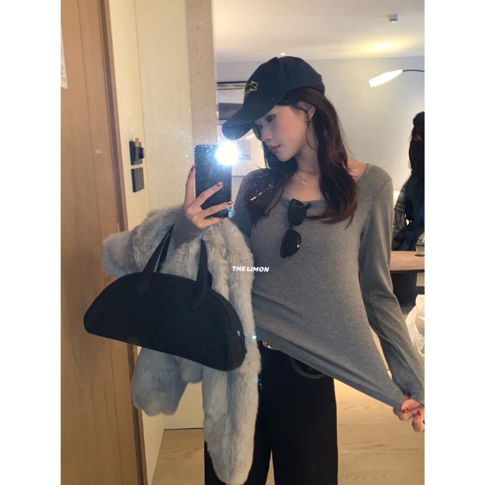 【유나】平價區TW00011201-內搭神器～迷人鎖骨磨毛罩杯打底衣-細節圖7