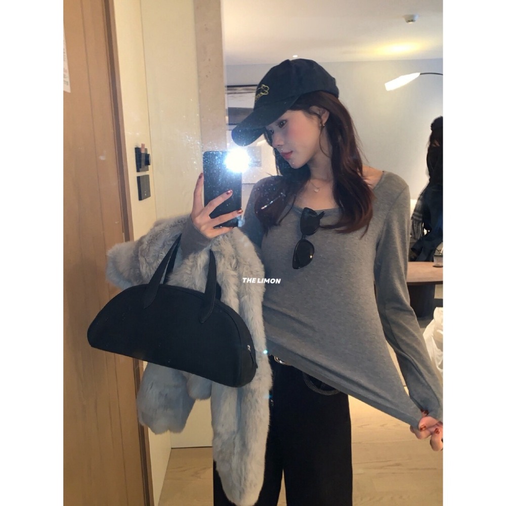 【유나】平價區TW00011201-內搭神器～迷人鎖骨磨毛罩杯打底衣-規格圖7