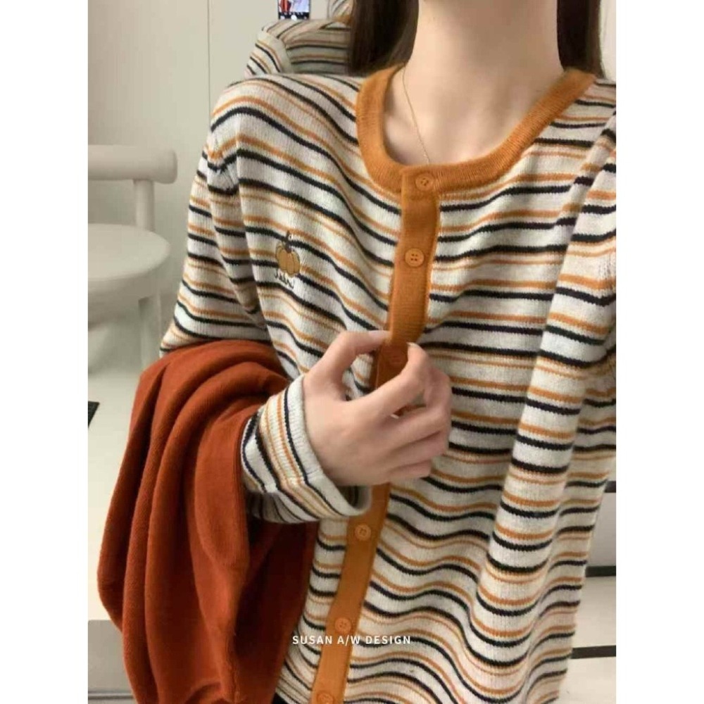 【유나】平價區CN000191128-條紋南瓜🎃針織衫-細節圖2