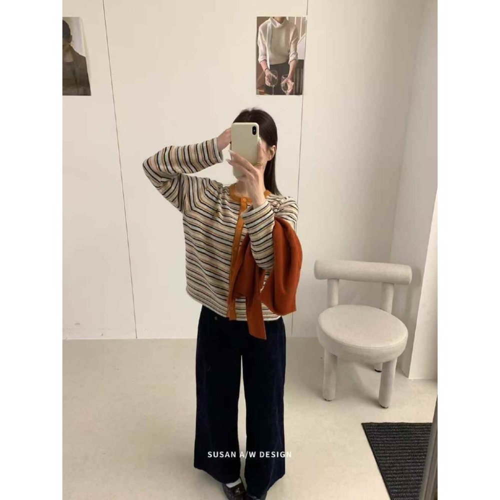 【유나】平價區CN000191128-條紋南瓜🎃針織衫-細節圖3