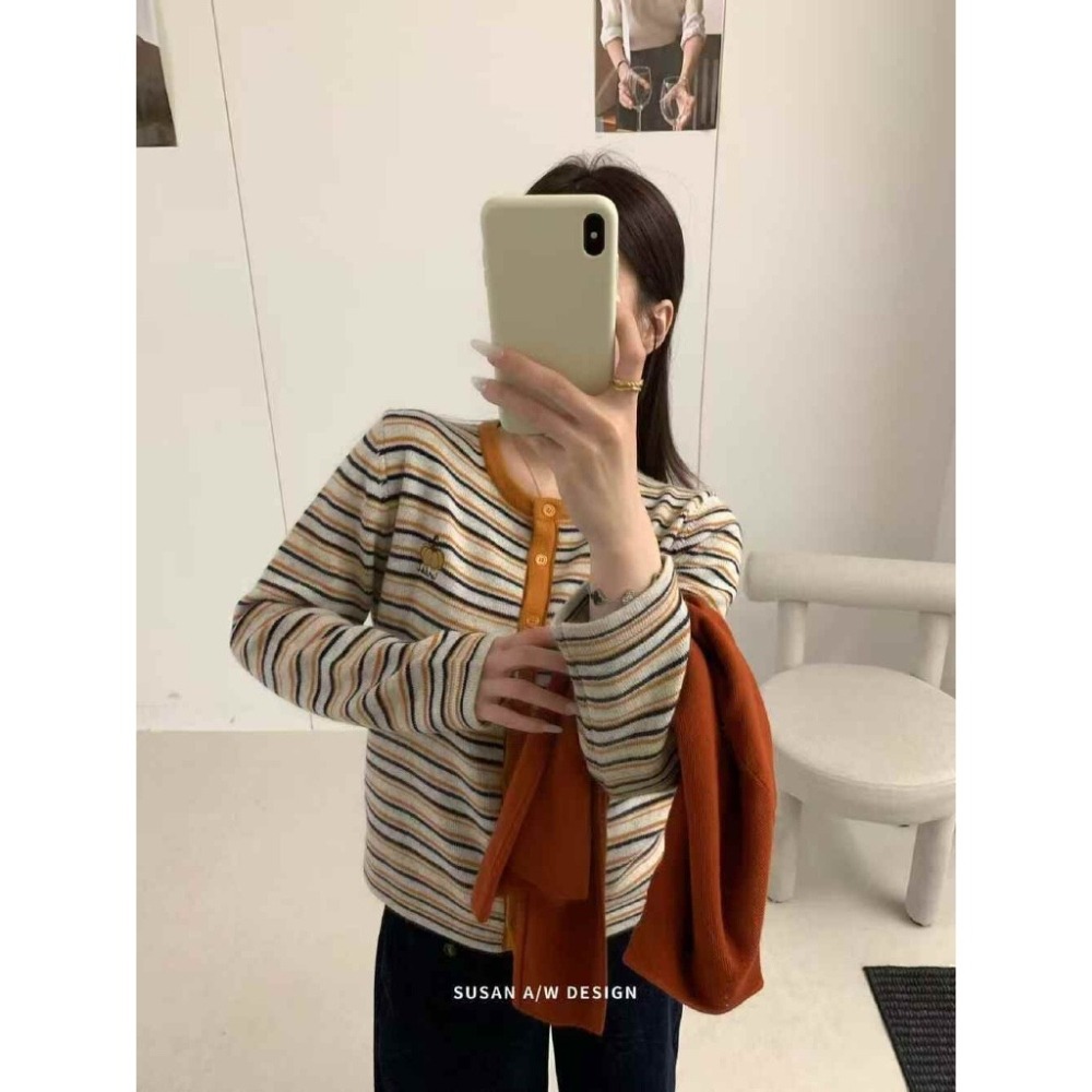 【유나】平價區CN000191128-條紋南瓜🎃針織衫-細節圖5