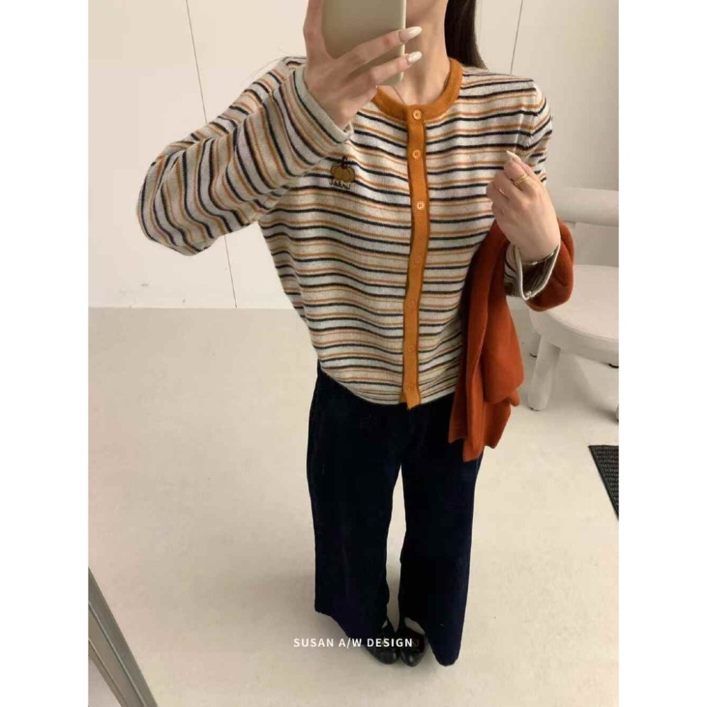 【유나】平價區CN000191128-條紋南瓜🎃針織衫-細節圖6