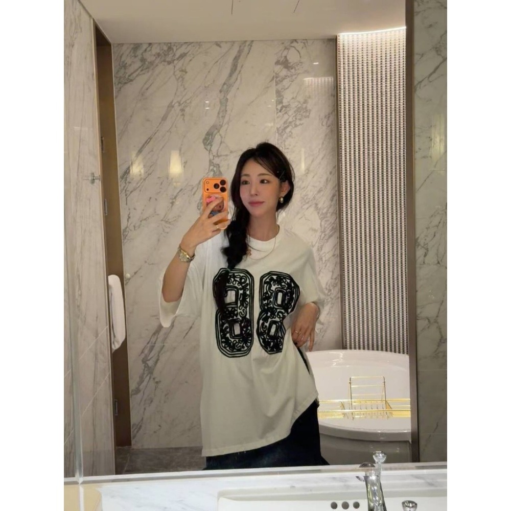 【유나】正韓連線KQ01031117-手工刺繡86大T-細節圖7