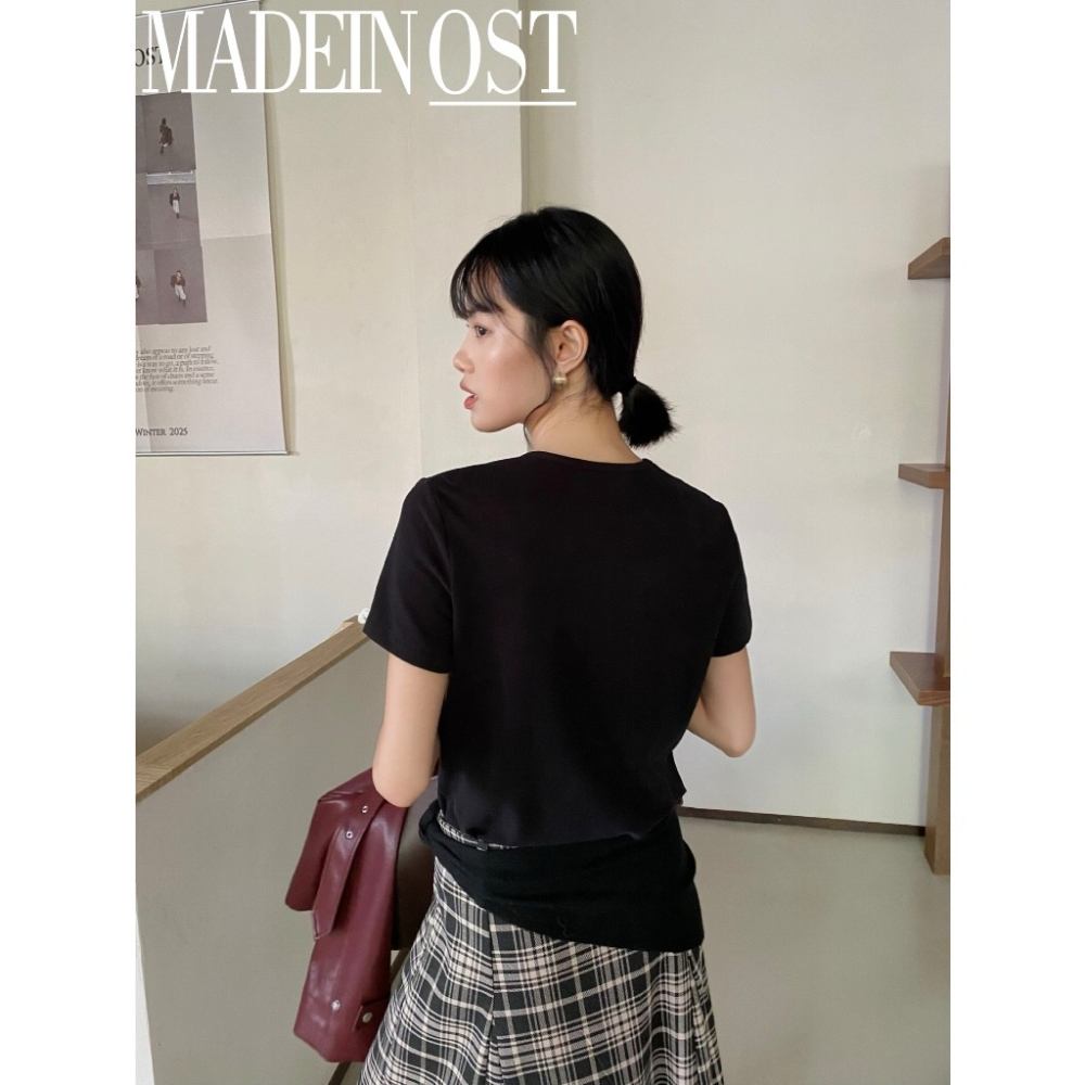 【유나】平價區CN00090915-內搭磨毛絨加厚口袋短袖T-細節圖2