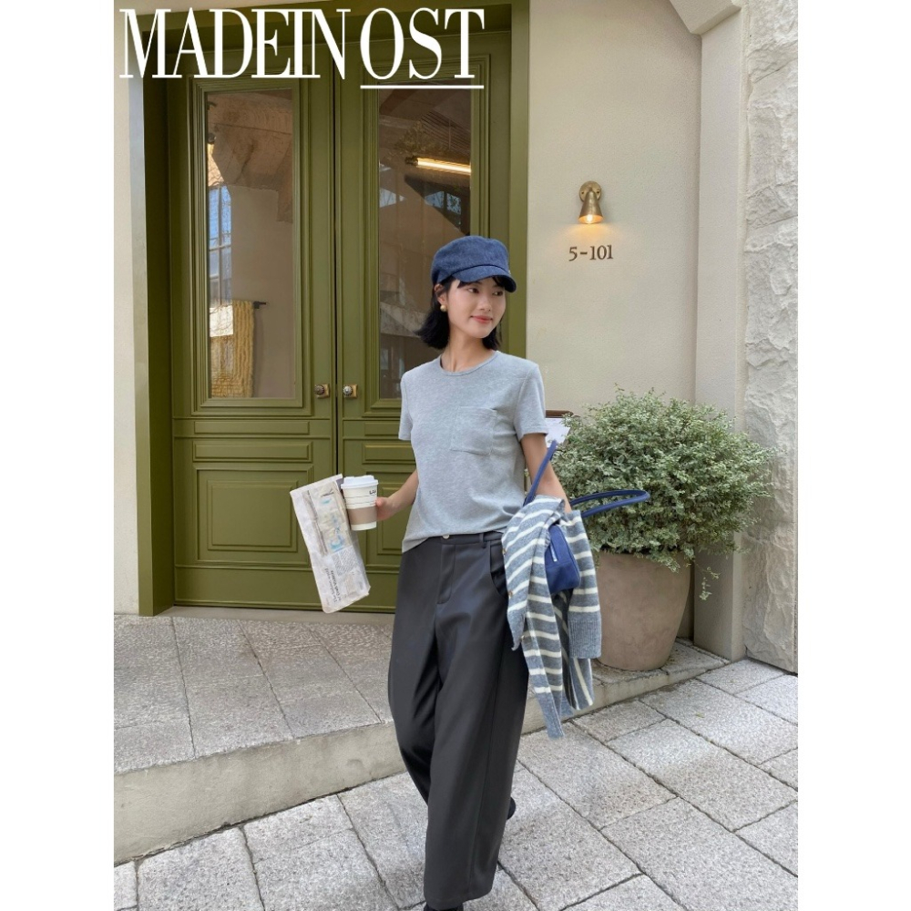 【유나】平價區CN00090915-內搭磨毛絨加厚口袋短袖T-細節圖3