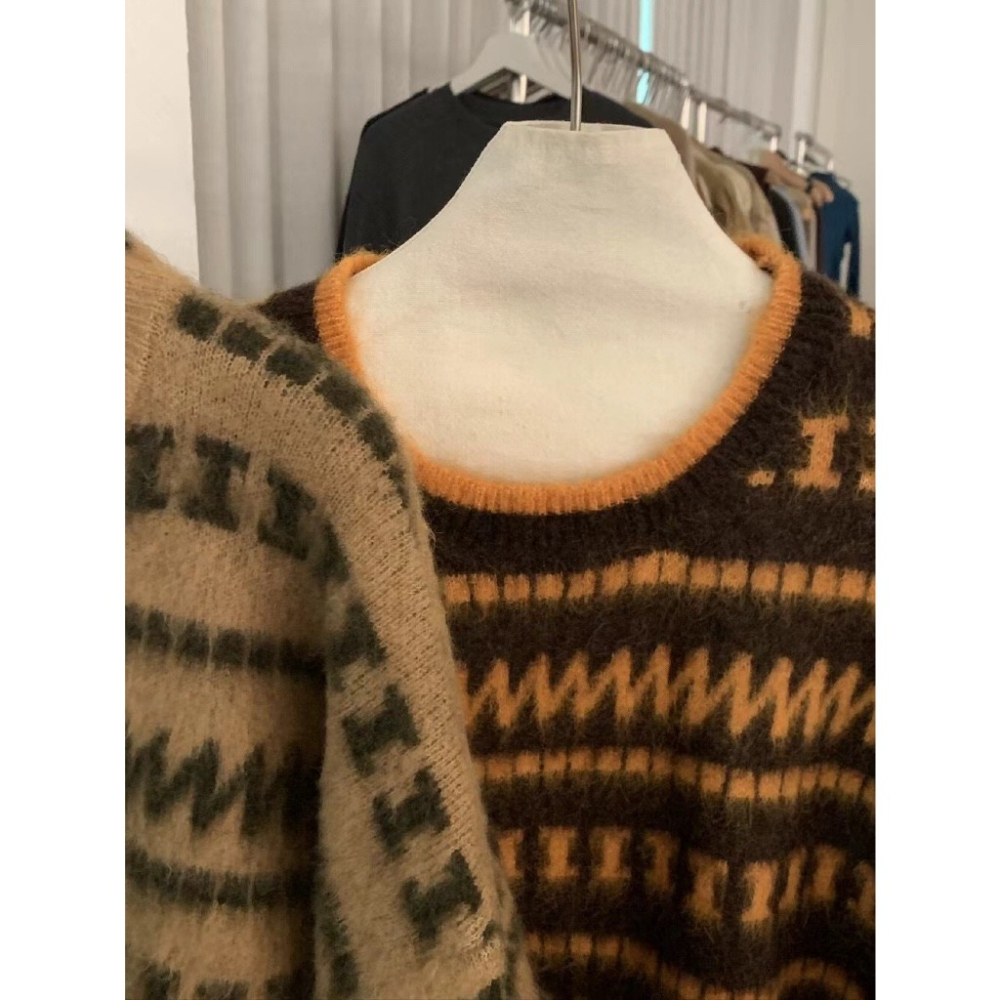 【유나】平價區CA00011201-韓標-Premiun Wool | 復古條紋慵懶套頭毛衣（含11%）-細節圖6