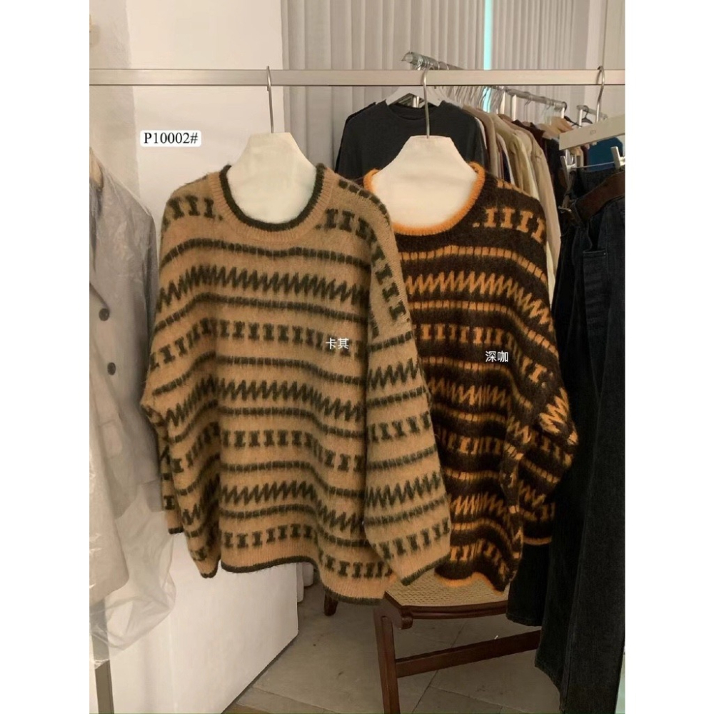 【유나】平價區CA00011201-韓標-Premiun Wool | 復古條紋慵懶套頭毛衣（含11%）-細節圖7