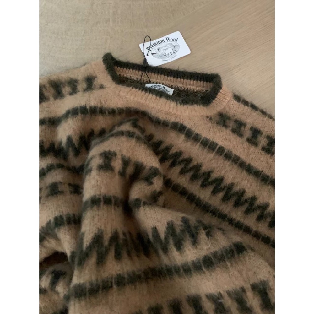 【유나】平價區CA00011201-韓標-Premiun Wool | 復古條紋慵懶套頭毛衣（含11%）-規格圖9