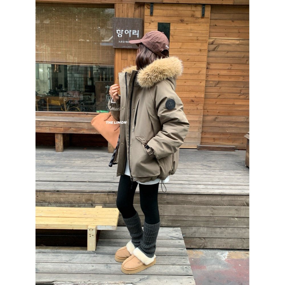 【유나】平價區TW00011223-極暖防風~可拆毛領派克外套-細節圖3