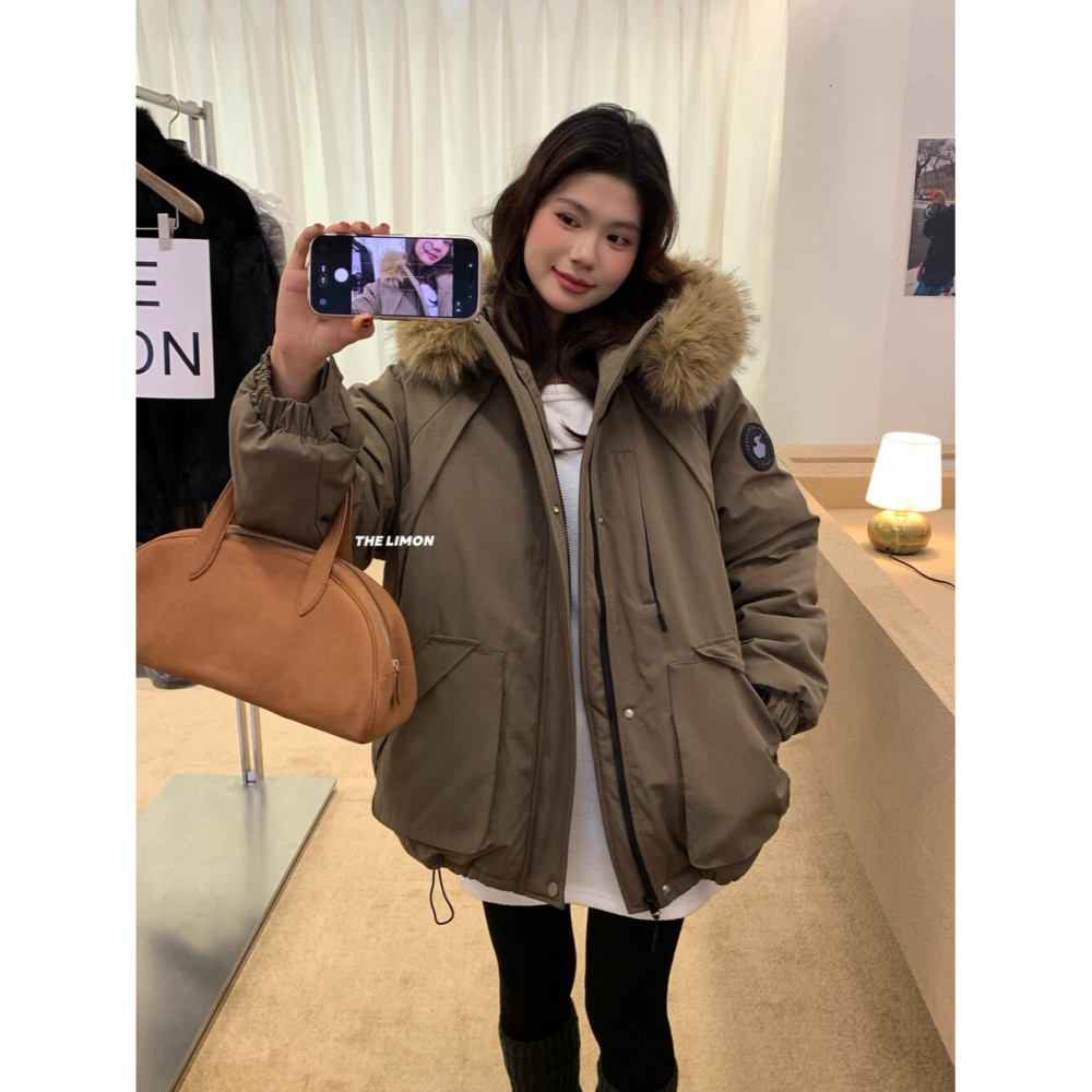 【유나】平價區TW00011223-極暖防風~可拆毛領派克外套-細節圖10