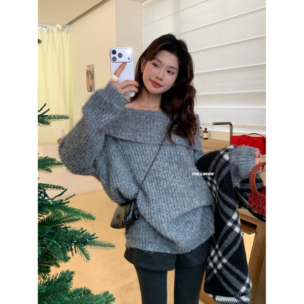 【유나】平價區TW00011223-聖誕氛圍王~露香肩柔軟毛衣(含18%羊毛)-細節圖6