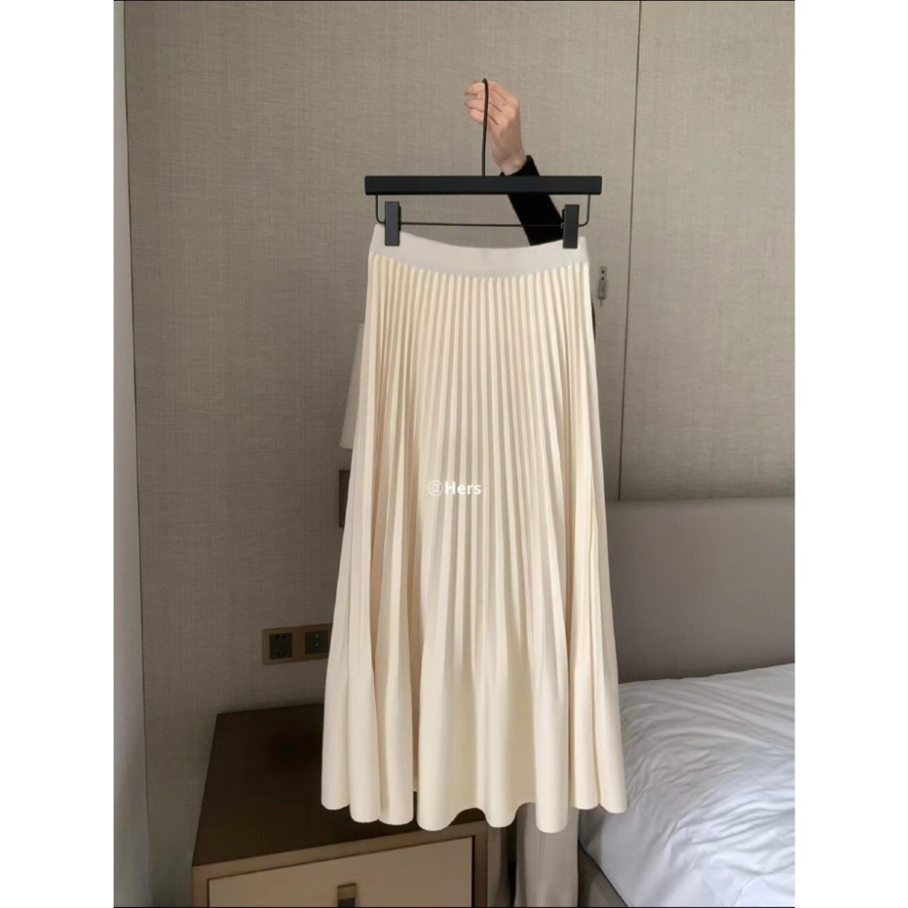 【유나】平價區CA00011201-簡約氣質百搭壓褶傘狀長款半身-細節圖6