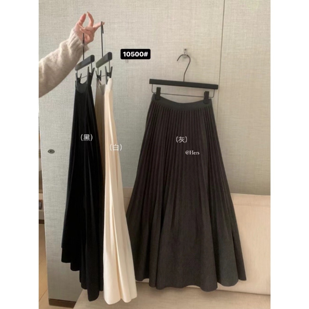 【유나】平價區CA00011201-簡約氣質百搭壓褶傘狀長款半身-細節圖7