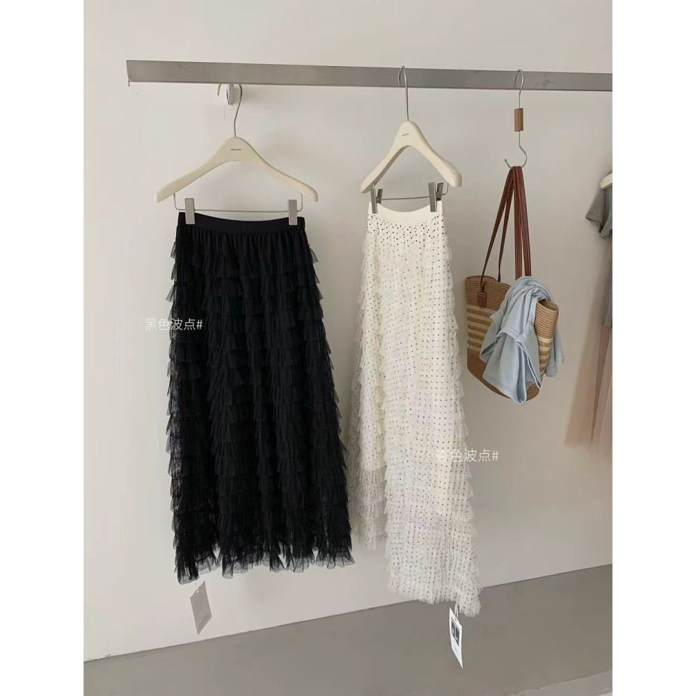 【유나】平價區CA00010316-波點網紗澎澎長款蛋糕半身裙-細節圖7