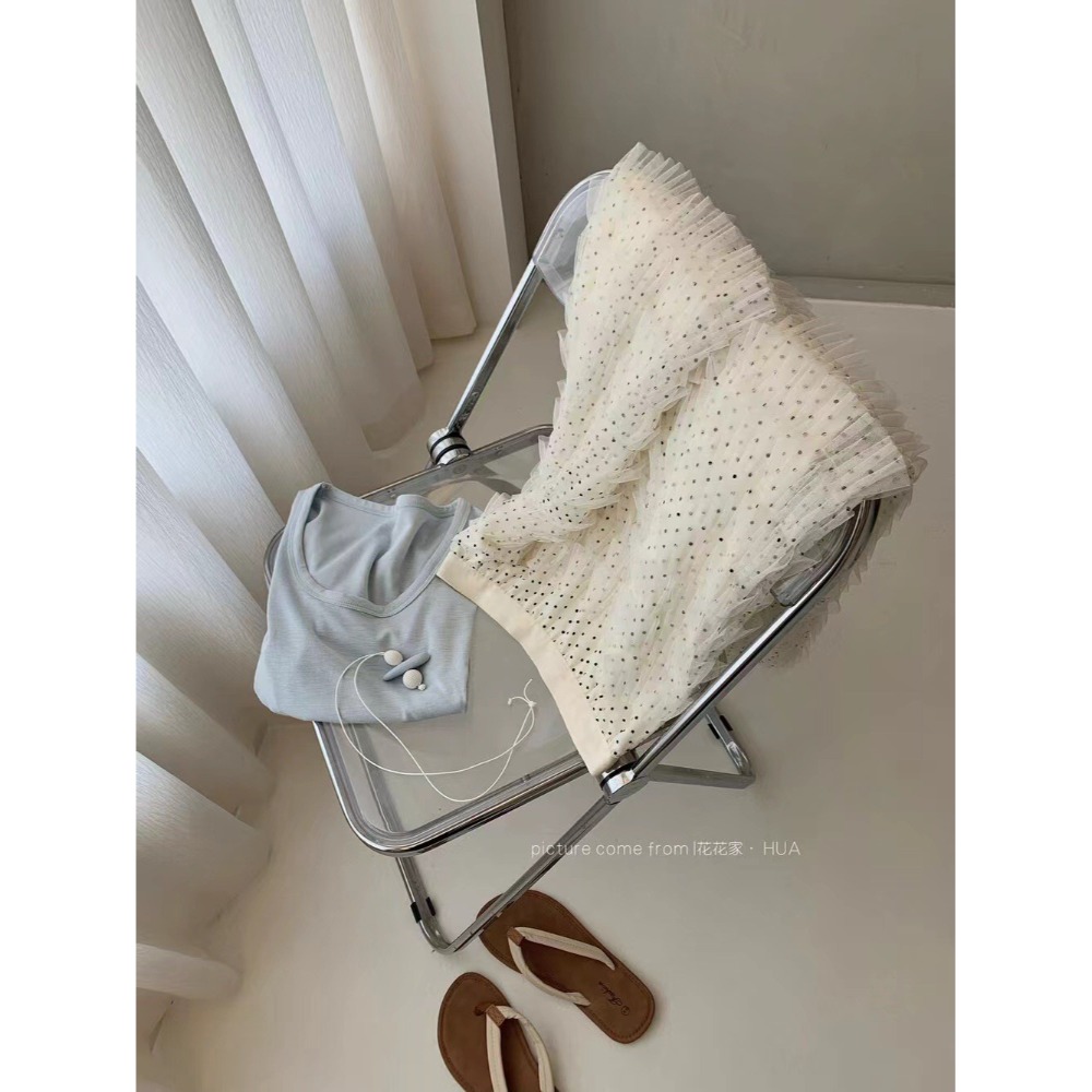 【유나】平價區CA00010316-波點網紗澎澎長款蛋糕半身裙-規格圖11