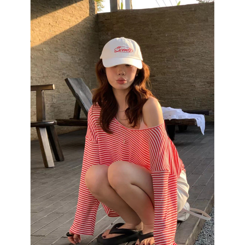 【유나】平價區CA00010316-輕薄圓領經典條紋防曬長袖-細節圖6