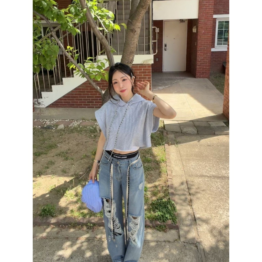 【유나】正韓連線🇰🇷KQ01300505-正韓🇰🇷太妍어니家連帽俏麗短版上衣-細節圖7