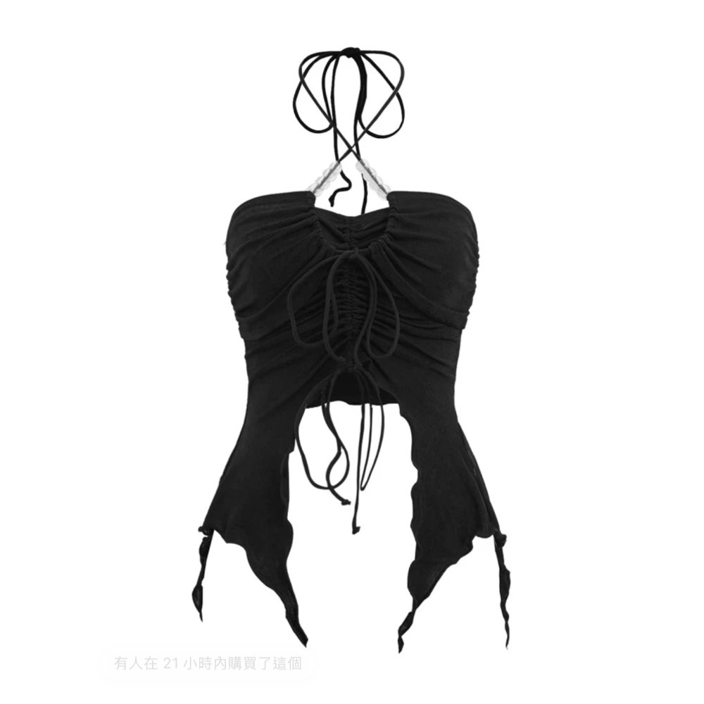 𝐋•𝐂 𝐒𝐓𝐔𝐃𝐈𝐎𝐓𝐖｜歐美辣妹系列🤎火辣掛脖交叉吊帶背心-規格圖9